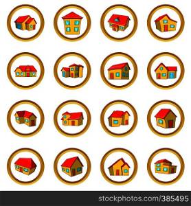 Town house cottage and assorted real estate building vector set in cartoon style isolated on white background. Town house cottage set, cartoon style