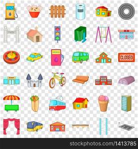 Town icons set. Cartoon style of 36 town vector icons for web for any design. Town icons set, cartoon style