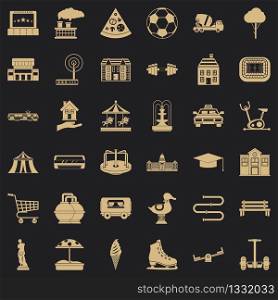 Town icons set. Simple style of 36 town vector icons for web for any design. Town icons set, simple style