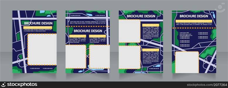 Town planning blank brochure design. Urban landscaping. Template set with copy space for text. Premade corporate reports collection. Editable 4 paper pages. Calibri, Arial fonts used. Town planning blank brochure design