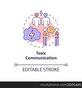 Toxic communication concept icon. Negative feeling expression. Aggressive partner. Arguing and dispute abstract idea thin line illustration. Vector isolated outline color drawing. Editable stroke. Toxic communication concept icon