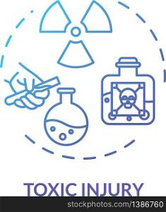 Toxic injury, radiologic intoxication concept icon. Radiation effect, radioactivity result, dangerous poison action thin line illustration. Vector isolated outline RGB color drawing. Toxic injury, radiologic intoxication concept icon