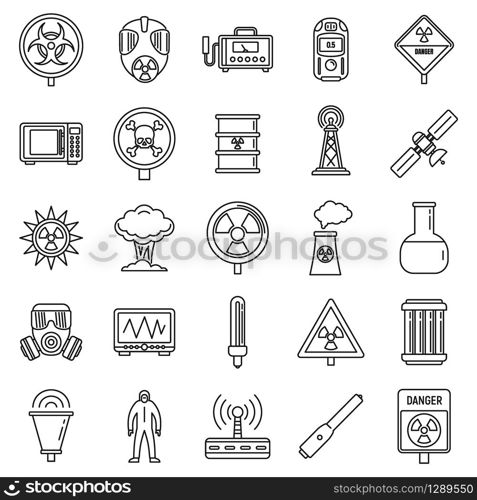 Toxic radiation icons set. Outline set of toxic radiation vector icons for web design isolated on white background. Toxic radiation icons set, outline style