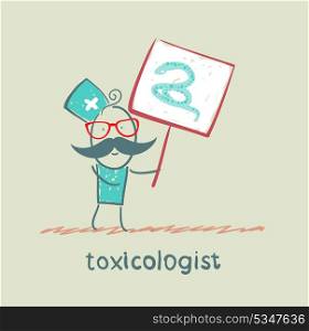 Toxicologist holds a placard on which painted a snake