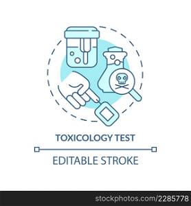 Toxicology test turquoise concept icon. Poison studying. Patient diagnostic service abstract idea thin line illustration. Isolated outline drawing. Editable stroke. Arial, Myriad Pro-Bold fonts used. Toxicology test turquoise concept icon