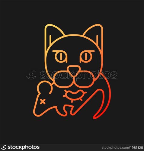 Toxoplasmosis gradient vector icon for dark theme. Toxoplasma gondii parasite caused disease. Pet infection. Thin line color symbol. Modern style pictogram. Vector isolated outline drawing. Toxoplasmosis gradient vector icon for dark theme