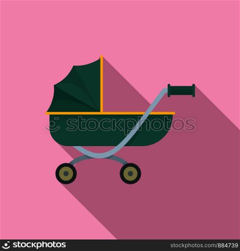 Toy baby pram icon. Flat illustration of toy baby pram vector icon for web design. Toy baby pram icon, flat style