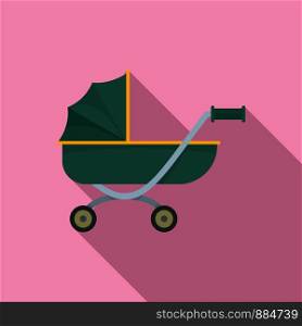 Toy baby pram icon. Flat illustration of toy baby pram vector icon for web design. Toy baby pram icon, flat style