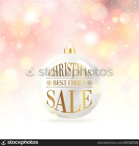 Toy ball for holiday fir-tree over snow background. Vector illustration.