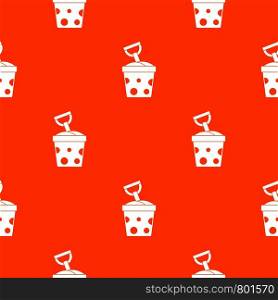 Toy bucket and shovel pattern repeat seamless in orange color for any design. Vector geometric illustration. Toy bucket and shovel pattern seamless