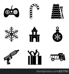 Toy car icons set. Simple set of 9 toy car vector icons for web isolated on white background. Toy car icons set, simple style