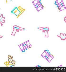 toy child baby play vector seamless pattern thin line illustration. toy child baby play vector seamless pattern