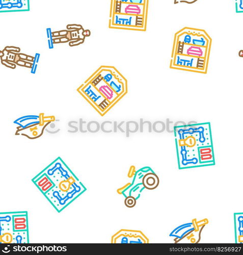 toy child baby play vector seamless pattern thin line illustration. toy child baby play vector seamless pattern