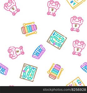 toy child baby play vector seamless pattern thin line illustration. toy child baby play vector seamless pattern
