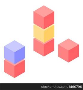 Toy cubes icon. Isometric of toy cubes vector icon for web design isolated on white background. Toy cubes icon, isometric style