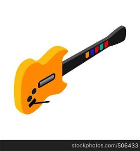 Toy electric guitar icon in isometric 3d style isolated on white background . Toy electric guitar icon, isometric 3d style