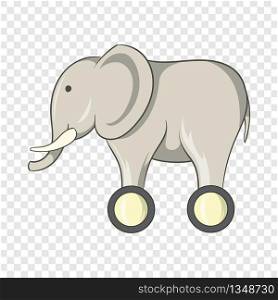 Toy elephant on wheels icon in cartoon style isolated on background for any web design . Toy elephant on wheels icon, cartoon style