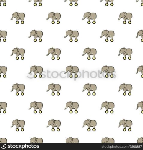 Toy elephant on wheels pattern. Cartoon illustration of toy elephant on wheels vector pattern for web. Toy elephant on wheels pattern, cartoon style