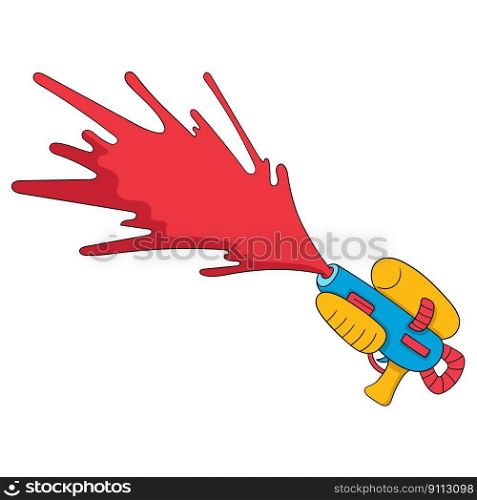 toy gun weapon fired red liquid vector design illustration art