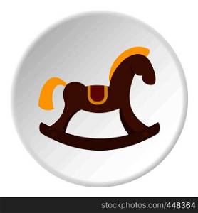Toy horse icon in flat circle isolated vector illustration for web. Toy horse icon circle