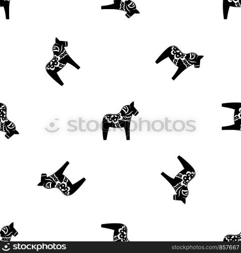 Toy horse pattern repeat seamless in black color for any design. Vector geometric illustration. Toy horse pattern seamless black