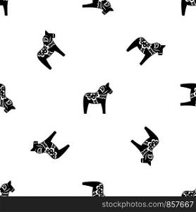 Toy horse pattern repeat seamless in black color for any design. Vector geometric illustration. Toy horse pattern seamless black
