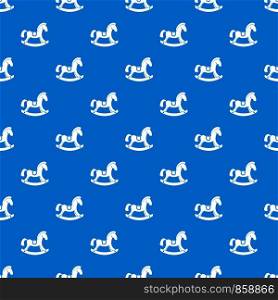 Toy horse pattern repeat seamless in blue color for any design. Vector geometric illustration. Toy horse pattern seamless blue