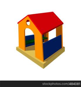 Toy house cartoon icon. Wooden little house. Playground equipment on a white. Toy house cartoon icon
