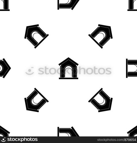 Toy house pattern repeat seamless in black color for any design. Vector geometric illustration. Toy house pattern seamless black