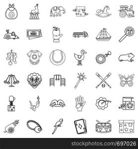 Toy icons set. Outline style of 36 toy vector icons for web isolated on white background. Toy icons set, outline style