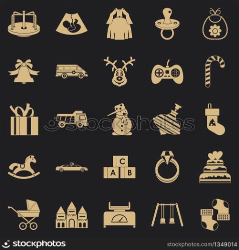 Toy icons set. Simple set of 25 toy vector icons for web for any design. Toy icons set, simple style