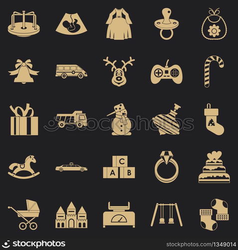 Toy icons set. Simple set of 25 toy vector icons for web for any design. Toy icons set, simple style