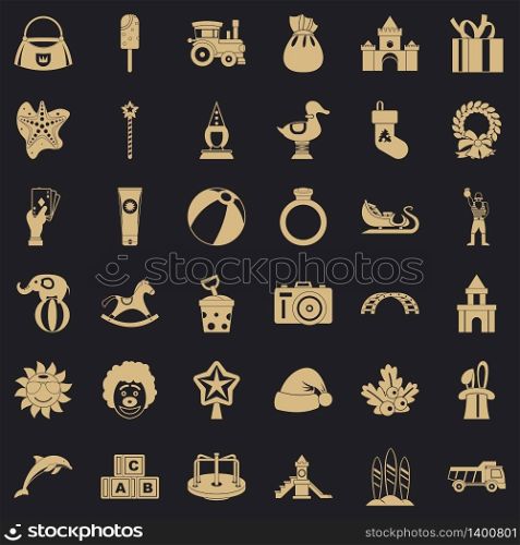 Toy icons set. Simple style of 36 toy vector icons for web for any design. Toy icons set, simple style