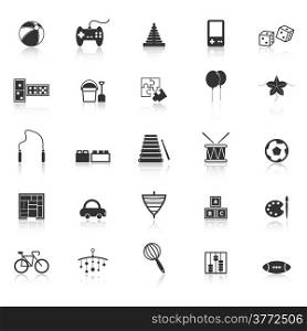 Toy icons with reflect on white background, stock vector
