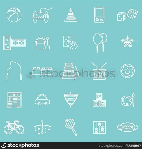 Toy line icons on green background, stock vector