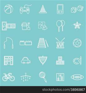 Toy line icons on green background, stock vector