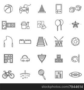Toy line icons on white background, stock vector