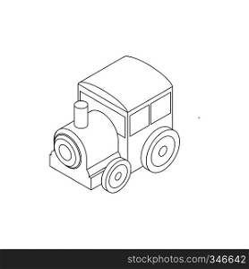 Toy locomotive icon in isometric 3d style isolated on white background. Toy locomotive icon, isometric 3d style