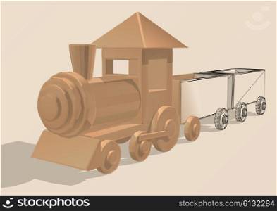 toy locomotive with wagons isolated on white