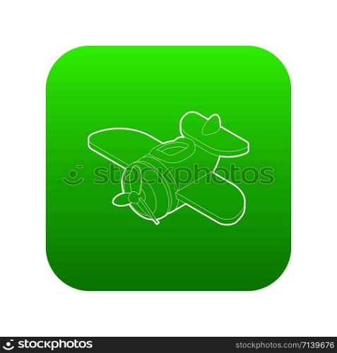 Toy plane icon green vector isolated on white background. Toy plane icon green vector