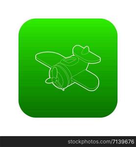 Toy plane icon green vector isolated on white background. Toy plane icon green vector