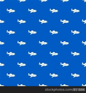 Toy plane pattern repeat seamless in blue color for any design. Vector geometric illustration. Toy plane pattern seamless blue
