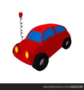 Toy red car cartoon icon on a white background. Toy red car cartoon icon