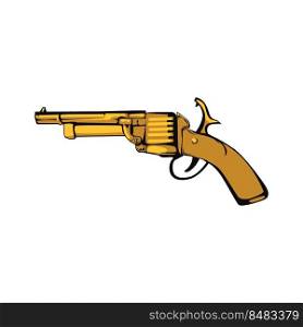 Toy revolver semi flat color vector object. Decorative handgun. Full sized item on white. Accessory for children simple cartoon style illustration for web graphic design and animation. Toy revolver semi flat color vector object