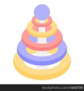 Toy ring pyramide icon. Isometric of toy ring pyramide vector icon for web design isolated on white background. Toy ring pyramide icon, isometric style