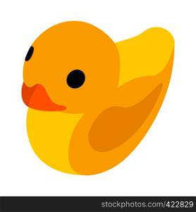 Toy rubber duck isometric 3d icon isolated on a white . Toy duck isometric 3d icon