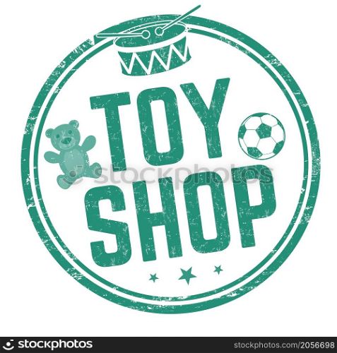 Toy shop grunge rubber stamp on white background, vector illustration