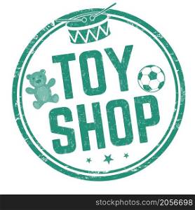 Toy shop grunge rubber stamp on white background, vector illustration
