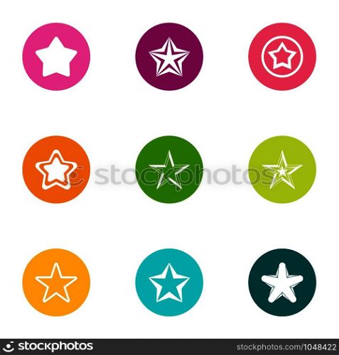 Toy star icons set. Flat set of 9 toy star vector icons for web isolated on white background. Toy star icons set, flat style