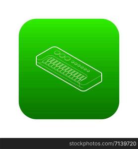 Toy synthesizer icon green vector isolated on white background. Toy synthesizer icon green vector